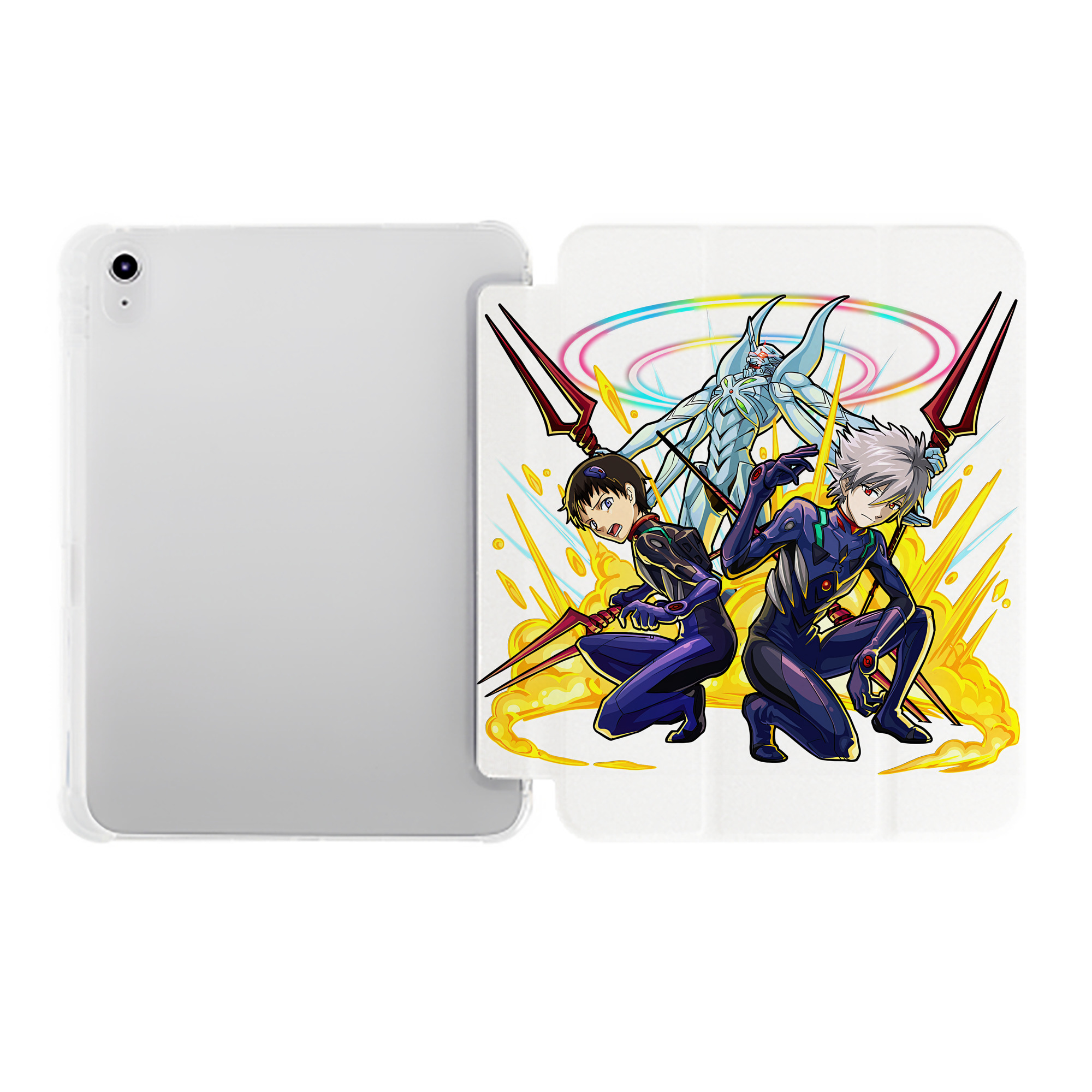 （画像用） EVA 新世紀エヴァンゲリオン IPad ケース ペン収納付き 三つ折りスタンド PUレザー×シリコン 対応機種9.5/10.5/10.9インチ